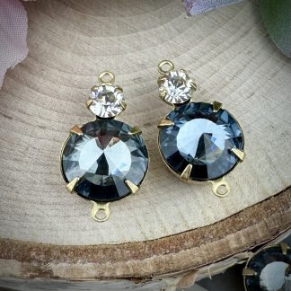 Swarovski Seal Rhinestone Gray Blue Connectors / Links - 21mm - 2 Pieces