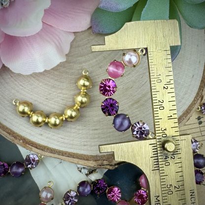 Vintage Swarovski rose, Amethyst, light amethyst, + moonglow rose and amythyst, light rose pearl curved connectors - 32mm - 1 piece - Image 2
