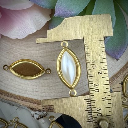 Faux Pearl Marquis Connectors / Links - 24mm - 2 pieces - Image 2
