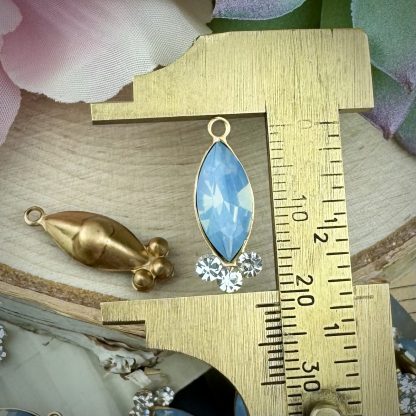 Light Blue Opal and Crystal Marquis Drops / Charms - 21mm - 2 Pieces - Image 2