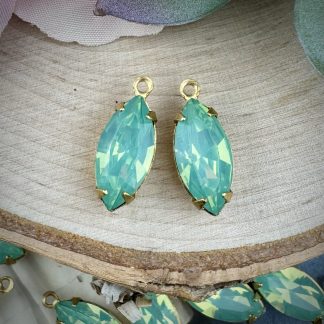 Ocean Opal Blue / Green / Turquoise / Aqua Marquis Drops / Charms - 17mm - 2 Pieces