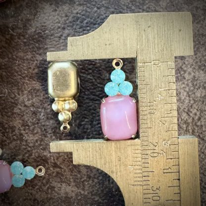 Rose Moonglow / Satin Glass and Ocean Opal Drops / Charms - 19mm - 2 Pieces - Image 2