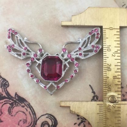 Rose and Fuchsia Art Nouveau Dragonfly Rhinestone Crystal Pendant - 38mm - 1 Piece - Image 2