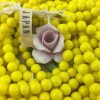 Vintage Miriam Haskell Cherry Brand Occupied Japanese Opaque Yellow Glass Beads Japan - 6mm - 1 Strand