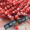 Vintage Miriam Haskell Moon-Star Brand Occupied Japanese Speckled Opaque Red and White Peking Style Glass Beads Japan - 4mm - 1 LONG Strand