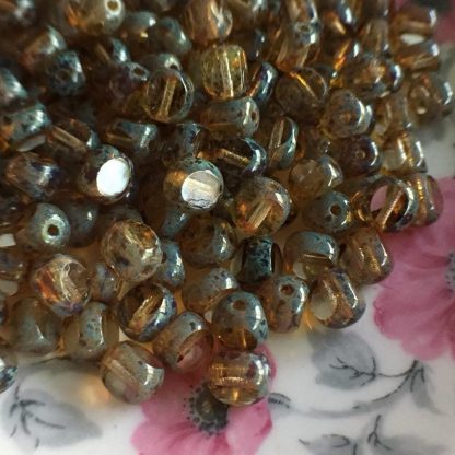 Czech Crystal Clear Picasso Tri Cut Table Cut Beads - 6mm - 25 Beads