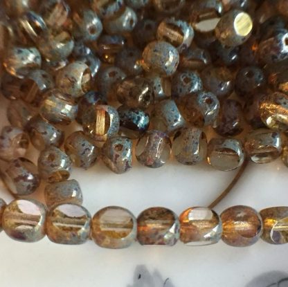 Czech Crystal Clear Picasso Tri Cut Table Cut Beads - 6mm - 25 Beads - Image 2