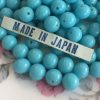 Vintage Miriam Haskell Cherry Brand Occupied Japanese Opaque Turquoise Round Glass Beads Japan - 7mm - 24 Beads