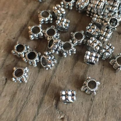 Antique Silver Plated Cast Metal Square Heishi Bali Metal Spacer Beads - 4mm - 50 Beads