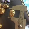 Vintage American Made Gold Plated Brass Oval Filigree Beads  - 14x9mm - 4 beads - Image 2