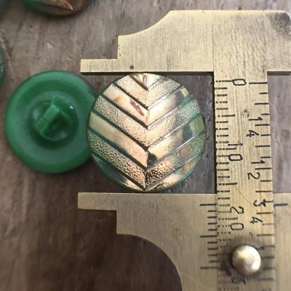 Vintage Czech Art Deco Glass Buttons Gold Detailing Green Glass Buttons Czechoslovakian - 18 mm - 1 Piece - Image 2