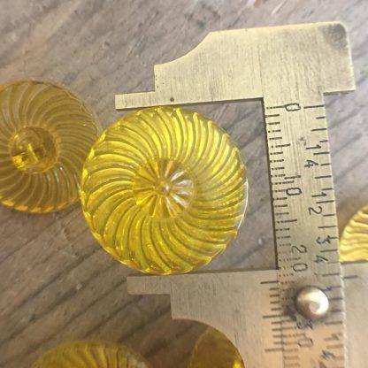 Vintage Czech Art Deco Lemon Yellow Glass Buttons Czechoslovakian - 22mm - 1 Piece - Image 2