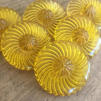 Vintage Czech Art Deco Lemon Yellow Glass Buttons Czechoslovakian - 22mm - 1 Piece