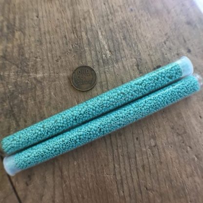 11/0 Vintage TOHO Seed Beads - Opaque Turquoise - 20+ Grams - Image 2