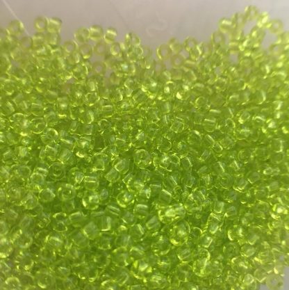11/0 Vintage TOHO Seed Beads - Transparent Lime Green - 20+ Grams
