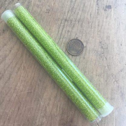 11/0 Vintage TOHO Seed Beads - Transparent Lime Green - 20+ Grams - Image 2