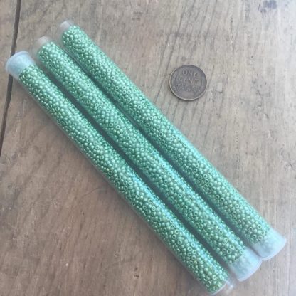 11/0 Vintage TOHO Seed Beads - Opaque Luster Mint Green - 20+ Grams - Image 2