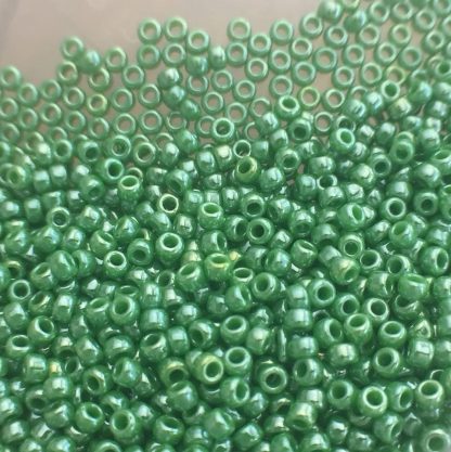 11/0 Vintage TOHO Seed Beads - Opaque Luster Mint Green - 20+ Grams