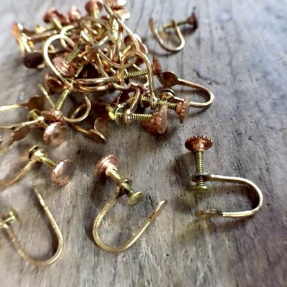 Vintage Screw Back / Clip On Earring Findings with Glue Pad - 13mm - 4 pair