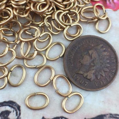 Vintage Gold Plated Oval Jump Rings Connectors / Links (#4) - 8x7mm OD - 19 gauge - 10 Grams