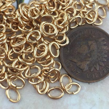 Vintage Gold Plated Oval Jump Rings Connectors / Links (#7) - 5x4mm OD - 21 gauge - 10 Grams