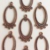 Vintage Antique Brass Plated Large Chandelier Earring Components 5 Strand Connectors / Links - 40x20mm - 2 Pieces