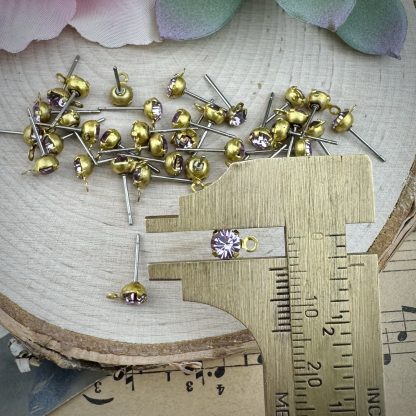 Swarovski Light Amethyst Earring Studs With Loops - 4.5mm - 2 Pair (4 Pieces) - Image 2