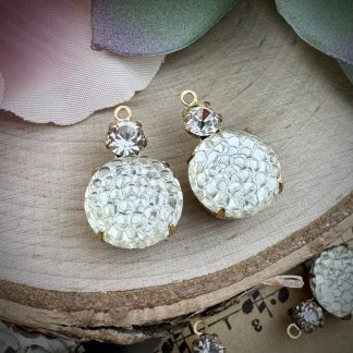 Super Unique Vintage Crystal Berry Drops / Charms - 18mm - 2 Pieces