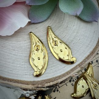 Gold Plated Paisley Stampings / Charms Left and Right - 32mm - 1 Pair (2 pieces)