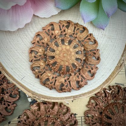 Vintage Very Large Miriam Haskell French Gingerbread Patina Filigree - 56mm - 1 Piece - Image 3