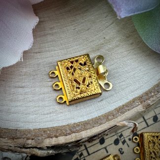 Gold Plated Filigree Vintage 3 Strand Box Clasps - 11mm - 2 Clasps