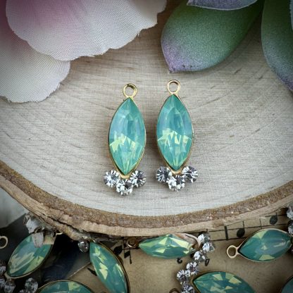 Ocean Opal and Crystal Rhinestone Drops - 21mm - 2 Pieces
