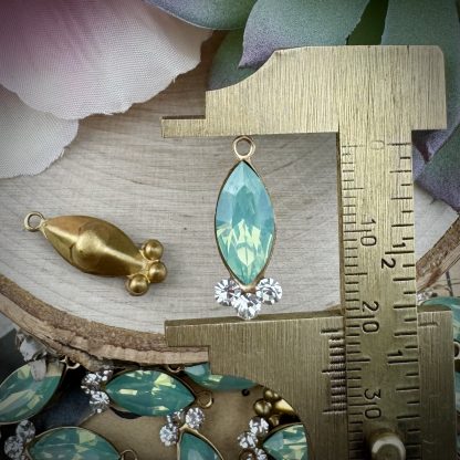Ocean Opal and Crystal Rhinestone Drops - 21mm - 2 Pieces - Image 2