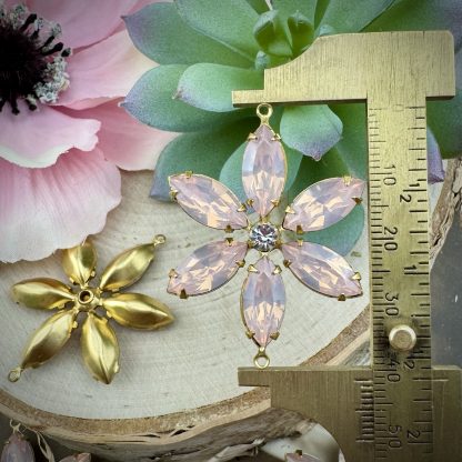 Large Light Pink Opal Rhinestone Flower Connectors - 42mm - 1 Piece - Image 2