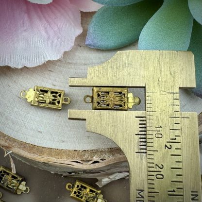 Vintage Filigree Brass Box Clasps - 16mm - 4 Pieces - Image 2