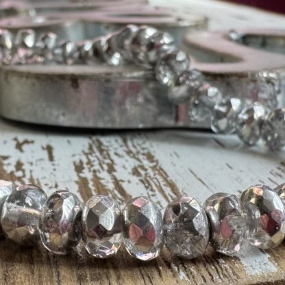 Silver Half Coat Crystal Czech Fire Polished Rondelle Beads - 4x7mm - 50 Beads - Image 5