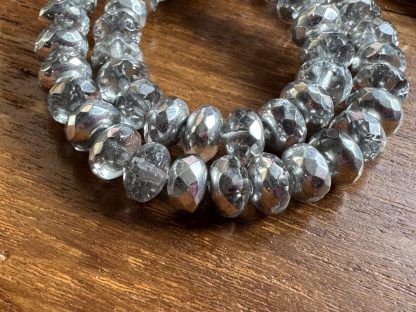Silver Half Coat Crystal Czech Fire Polished Rondelle Beads - 4x7mm - 50 Beads - Image 8