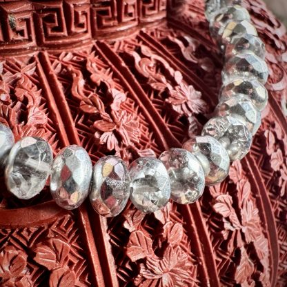 Silver Half Coat Crystal Czech Fire Polished Rondelle Beads - 4x7mm - 50 Beads - Image 6