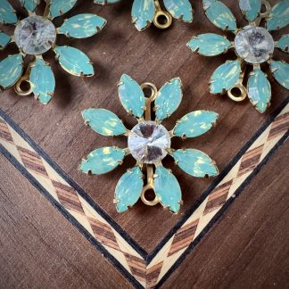 Ocean Opal and Crystal Rhinestone Flower Connectors / Links - 30mm - 1 Piece