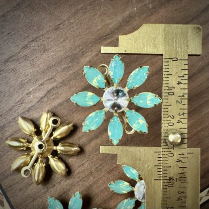 Ocean Opal and Crystal Rhinestone Flower Connectors / Links - 30mm - 1 Piece - Image 2