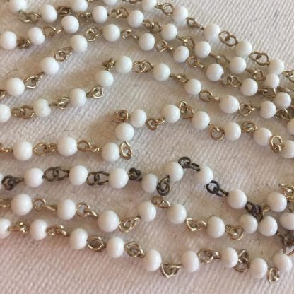 Vintage Japanese Opaque White Glass Bead Chain - 3mm Beads - 2 Feet