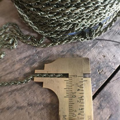 Vintage Antique Brass Plated Rope Chain - 3mm Thick - 1 Foot - Image 2