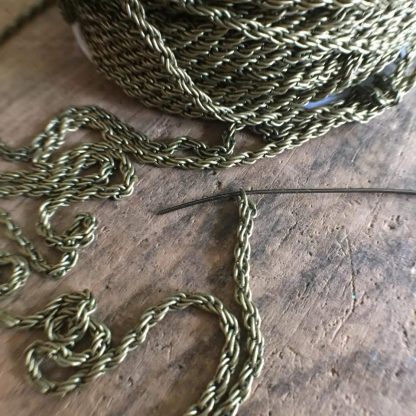 Vintage Antique Brass Plated Rope Chain - 3mm Thick - 1 Foot