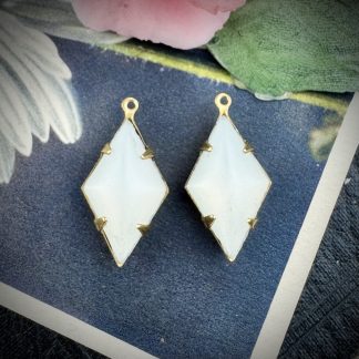 Large Matte Milky White Diamond Drops - 23mm - 2 Pieces