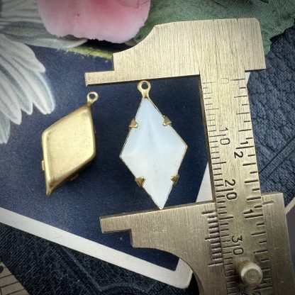 Large Matte Milky White Diamond Drops - 23mm - 2 Pieces - Image 2