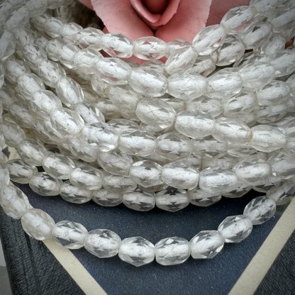 Gorgeous Vintage Austrian White Lined Crystal Oval Faceted Beads - 7x5mm - 1 Strand of 100 Beads - Image 2