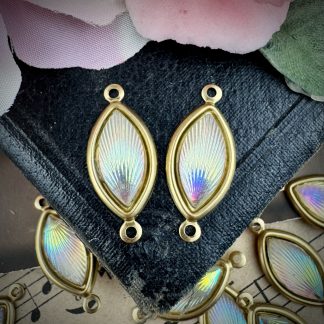 Feathery Sunburst AB Marquis Connectors / Links - 24mm - 2 Pieces