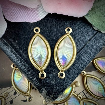 Feathery Sunburst AB Marquis Connectors / Links - 24mm - 2 Pieces