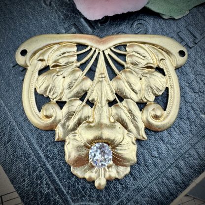 Large Focal Art Nouveau Pendant with Swarovski Crystal - 56mm - 1 Piece