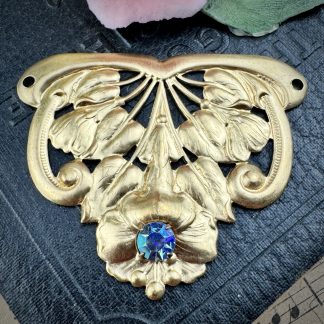 Large Focal Art Nouveau Pendant with Swarovski Light Sapphire AB Crystal - 56mm - 1 Piece